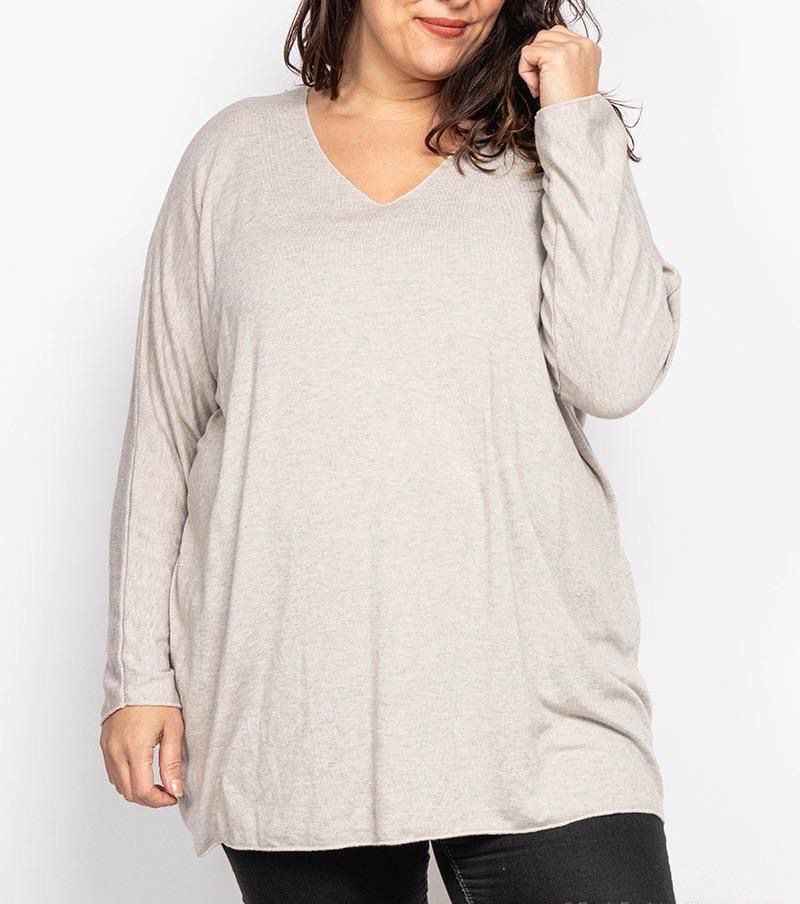 Curvy Longsleeve mit V-Ausschnitt