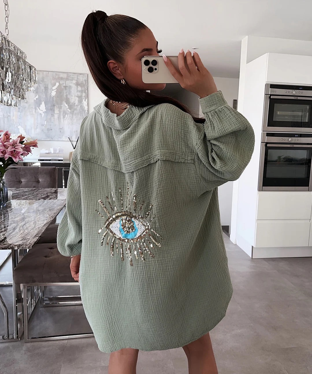 Musselin Oversize Bluse „Eye“