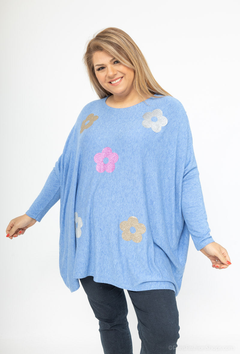 Curvy Sweatshirt „Flowers“